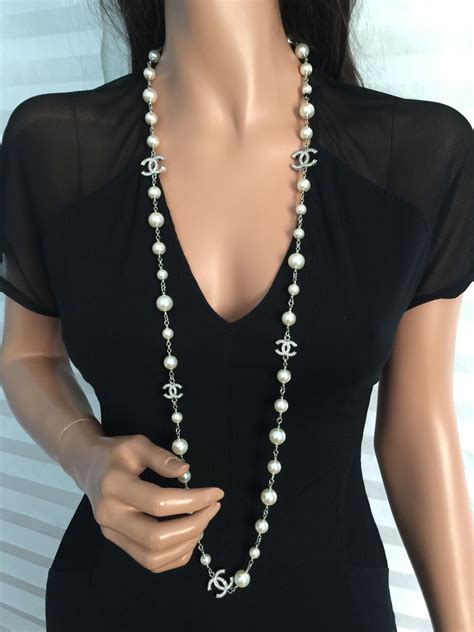 chanel crystal pearl 5 cc necklace|authentic chanel necklaces.